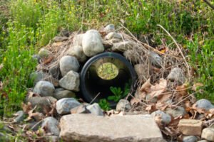 Close Up of a French Drain Pipe