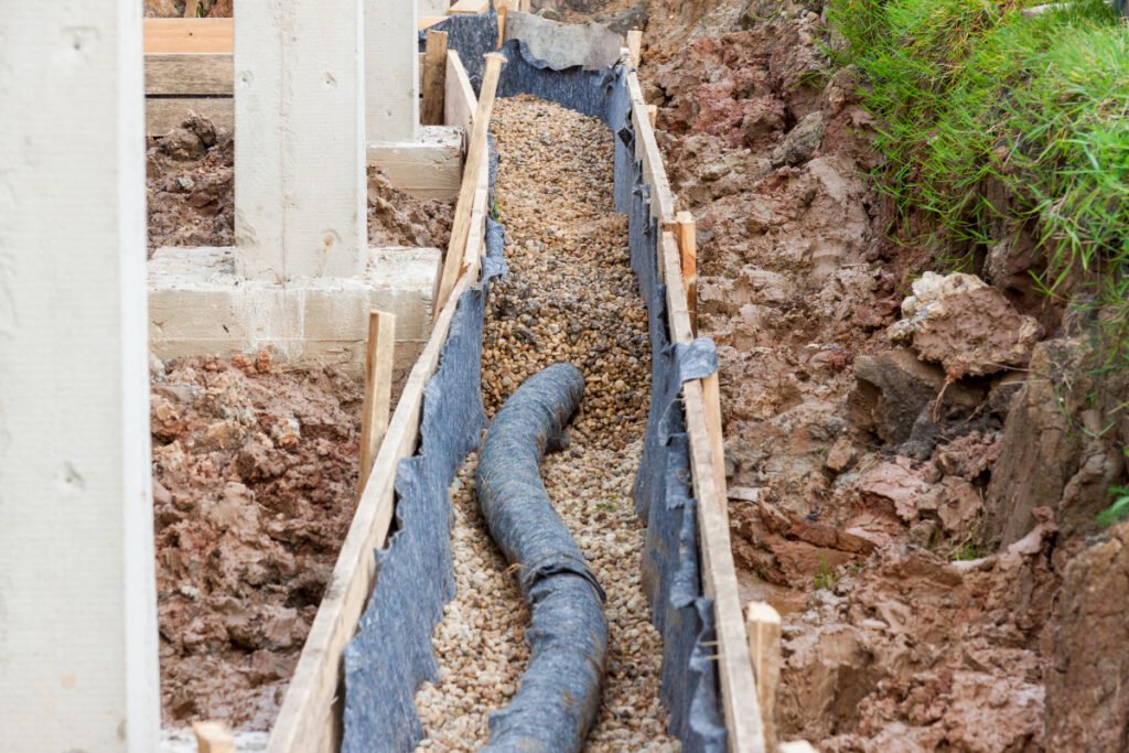 Close Up of a French Drain System
