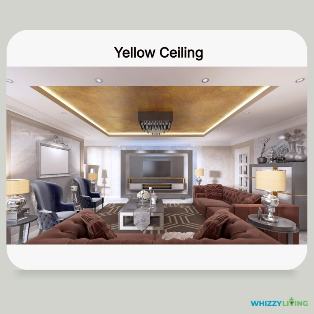 Alabaster Living Room with Yellow Ceiling