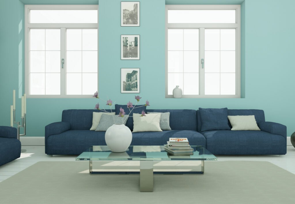 Blue Furniture with Light Blue Walls