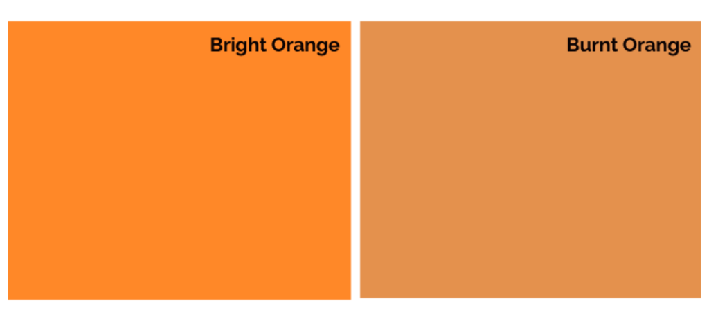 Bright and Burnt Orange shades