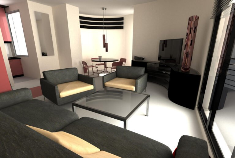 Living Room with Black Furniture