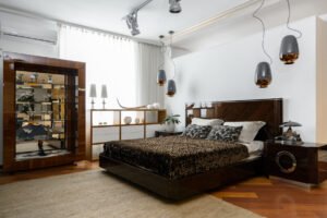 Modern Bedroom with Espresso Furniture