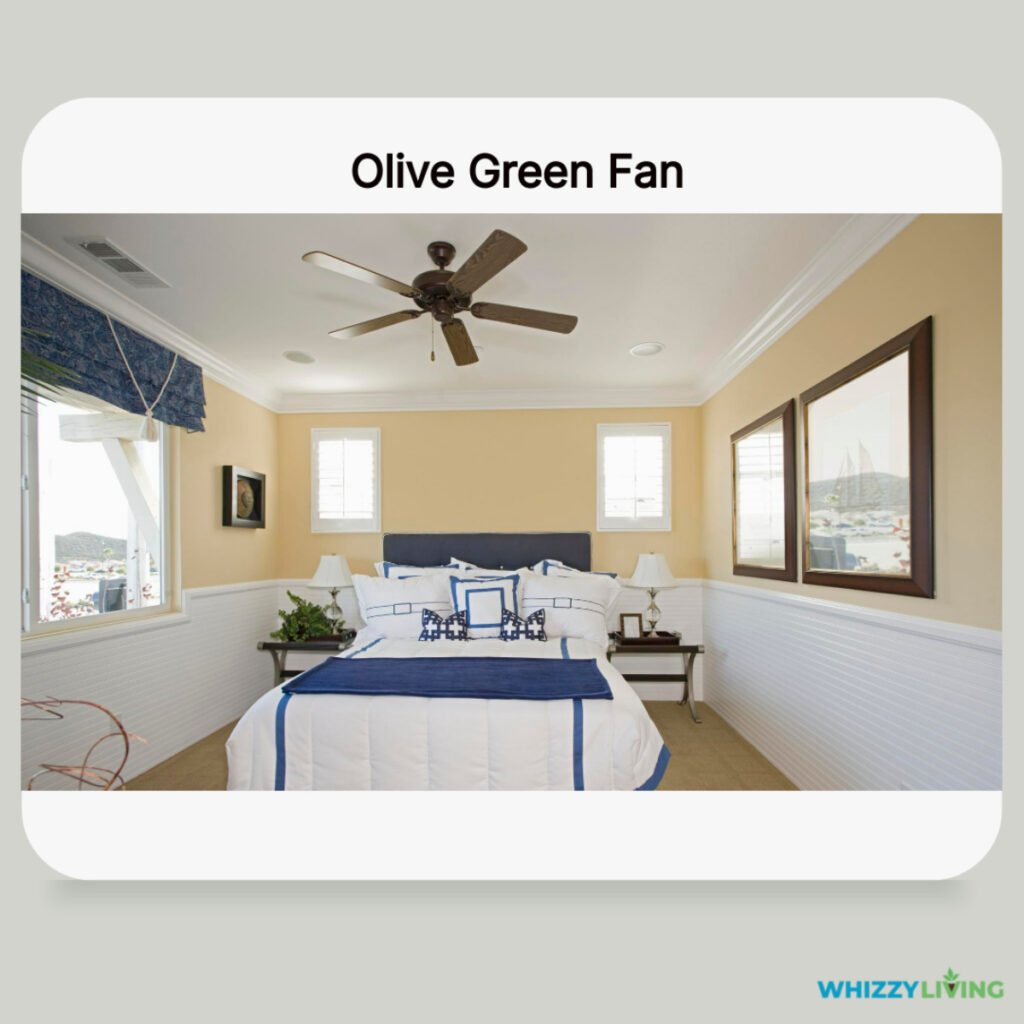 Olive Green Fan with White Ceiling