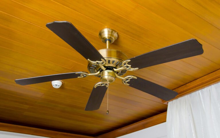 Traditional Ceiling Fan on Wooden Ceiling