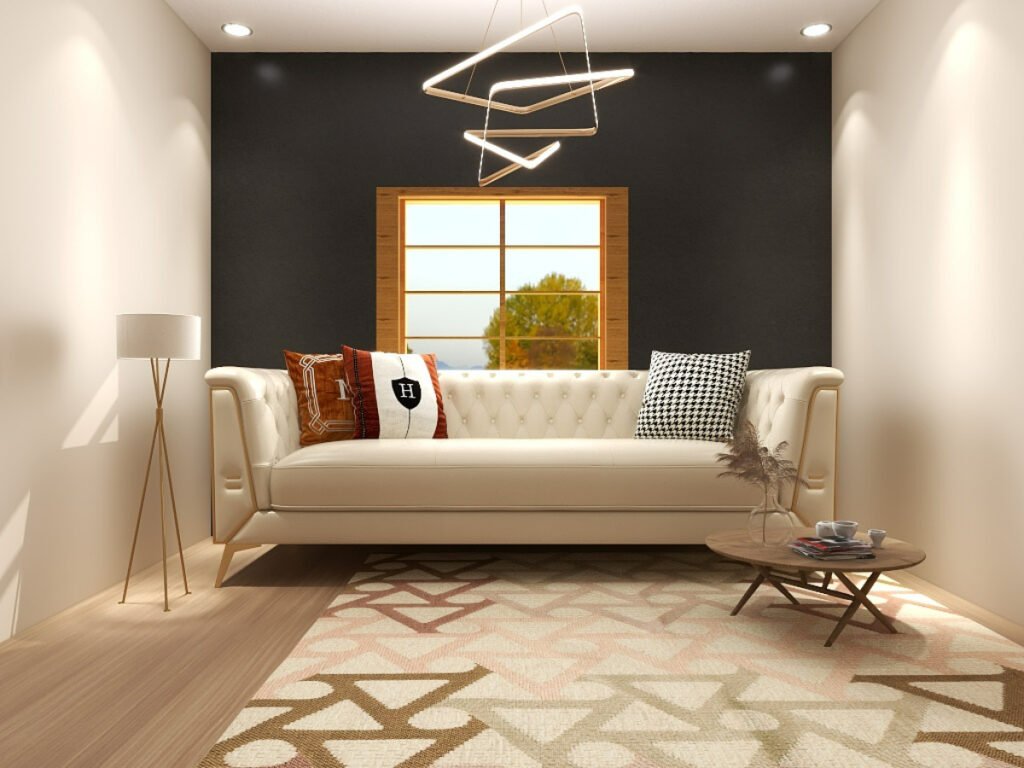 Black Accent Walls against Beige Decor