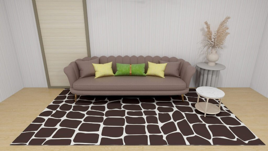 Dark Brown Rug with Chocolate Brown Sofa