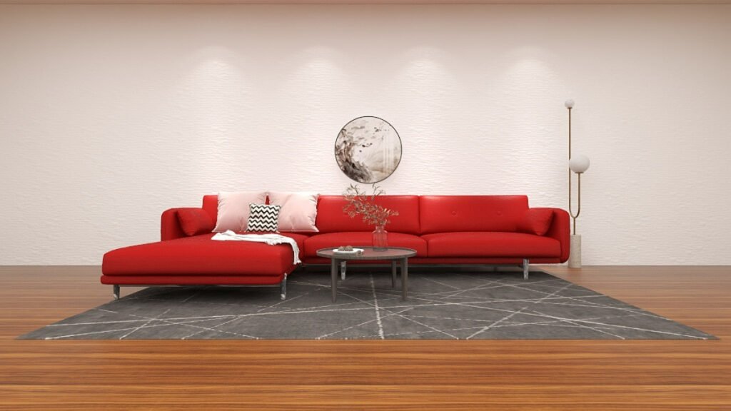 Gray Carpets with a Red Couch