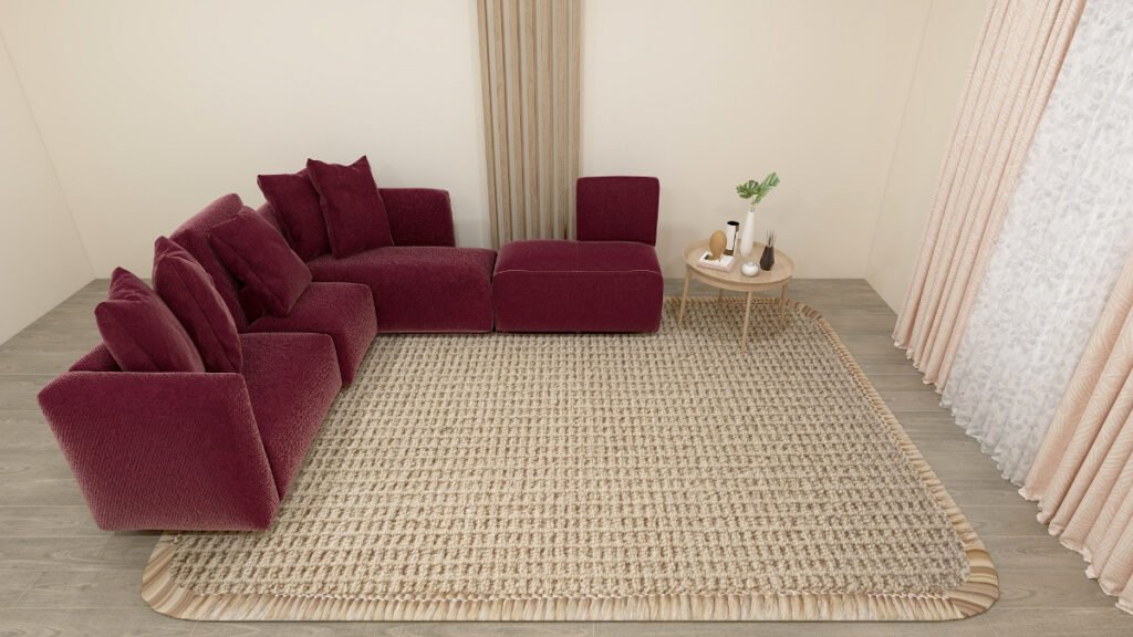 Jute Rug for a Burgundy Couch