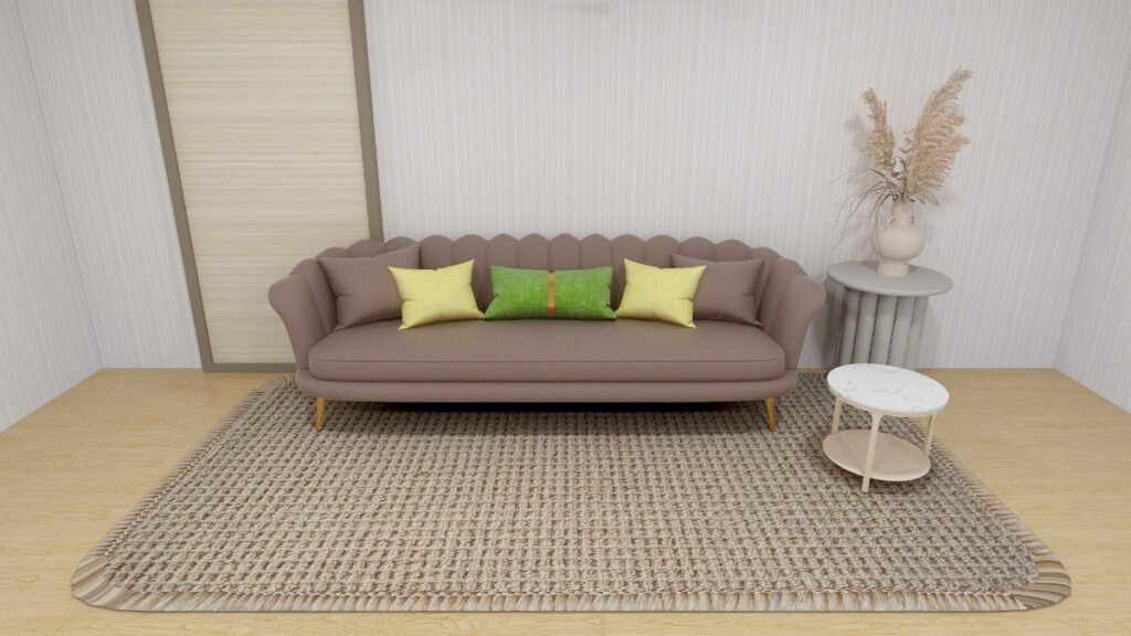 Jute Rug with Brown Couch
