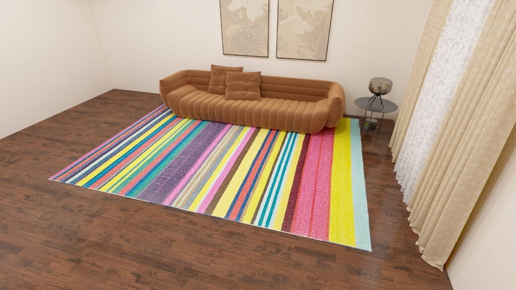 Multicolored Rug with Wood Floors