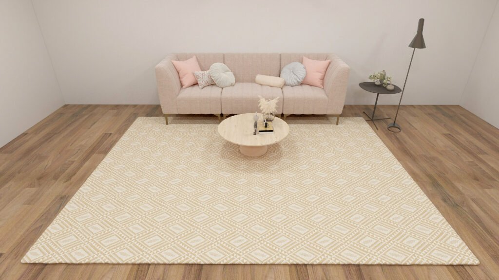 Patterned Beige Rugs with a Beige Couch