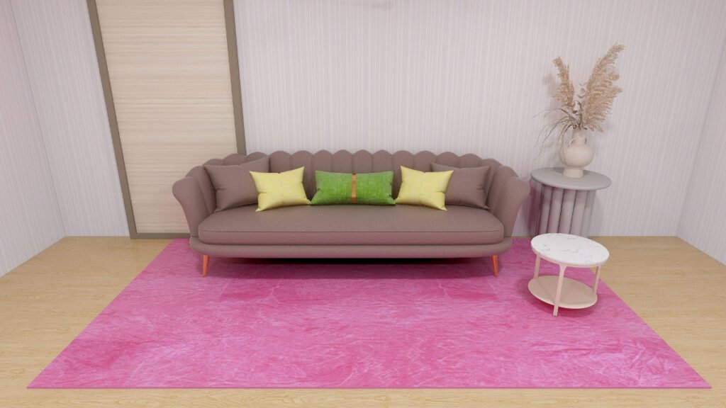 Solid Hot Pink Rug for Brown Couch
