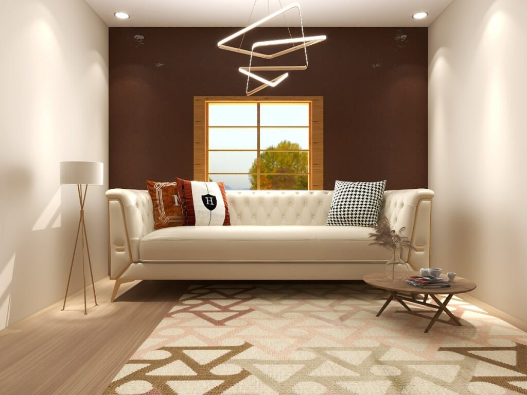 Walnut Brown Accent Walls with Beige Decor