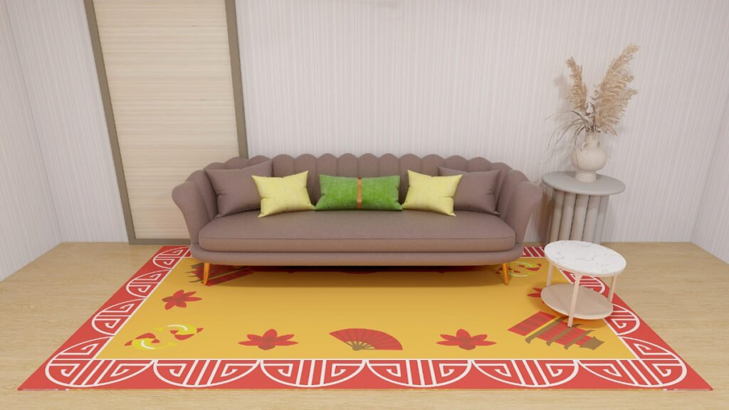 Yellow Cottage Rug for Brown Sofa