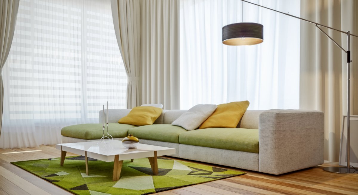 Apple Green and Beige Living Room Interior