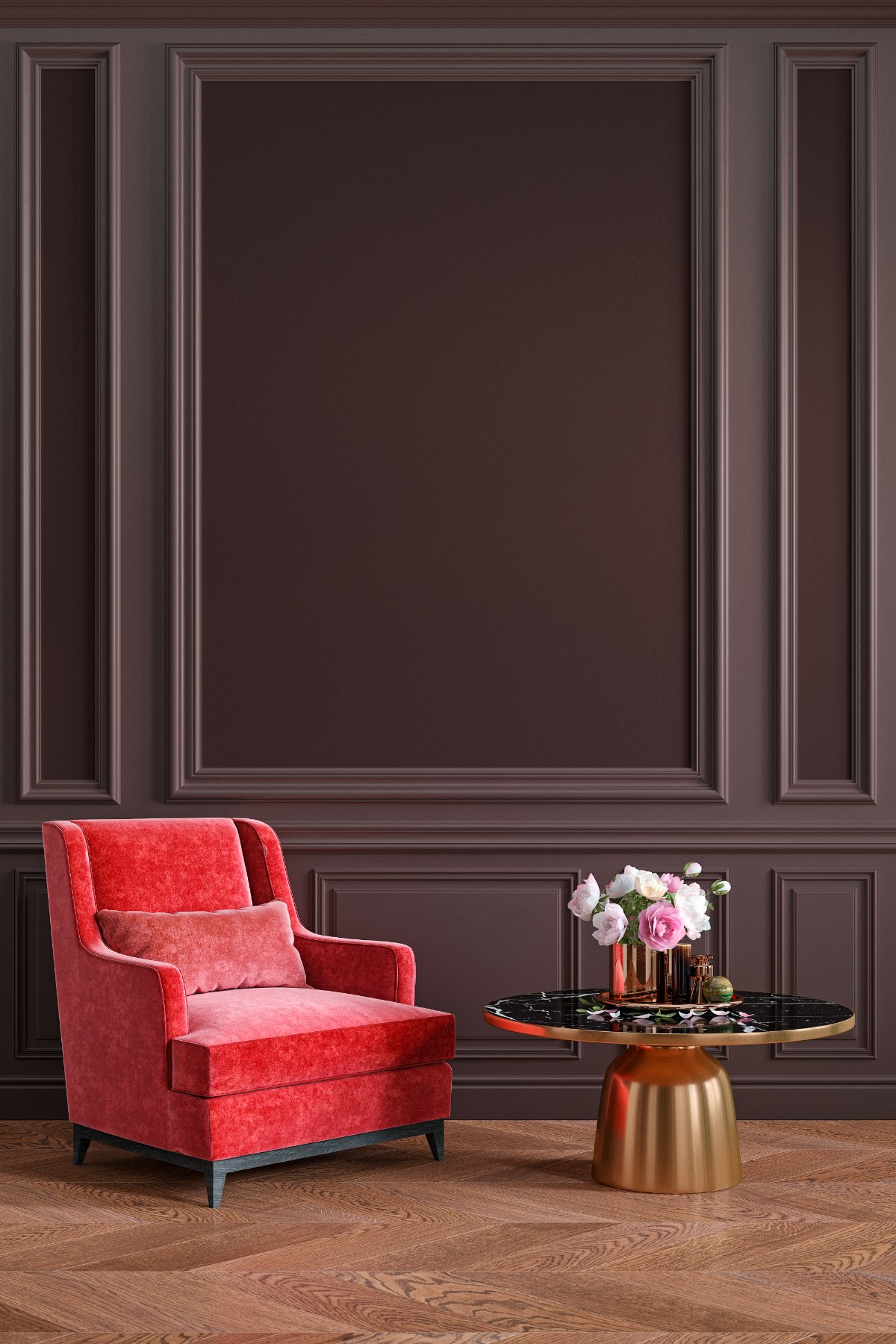 Dark-Chocolate-Brown-Red-Living-Room