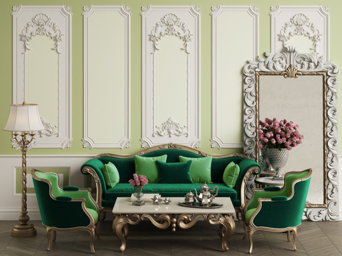 Green Furniture With Gold Accent