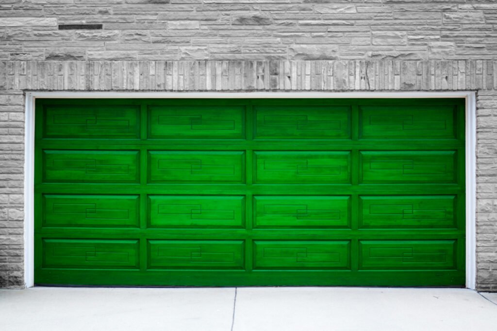 Green Garage Door