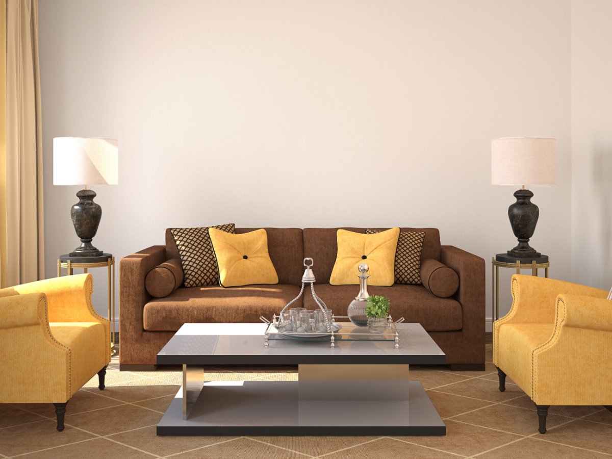 Living Room Ideas with Brown and Yellow