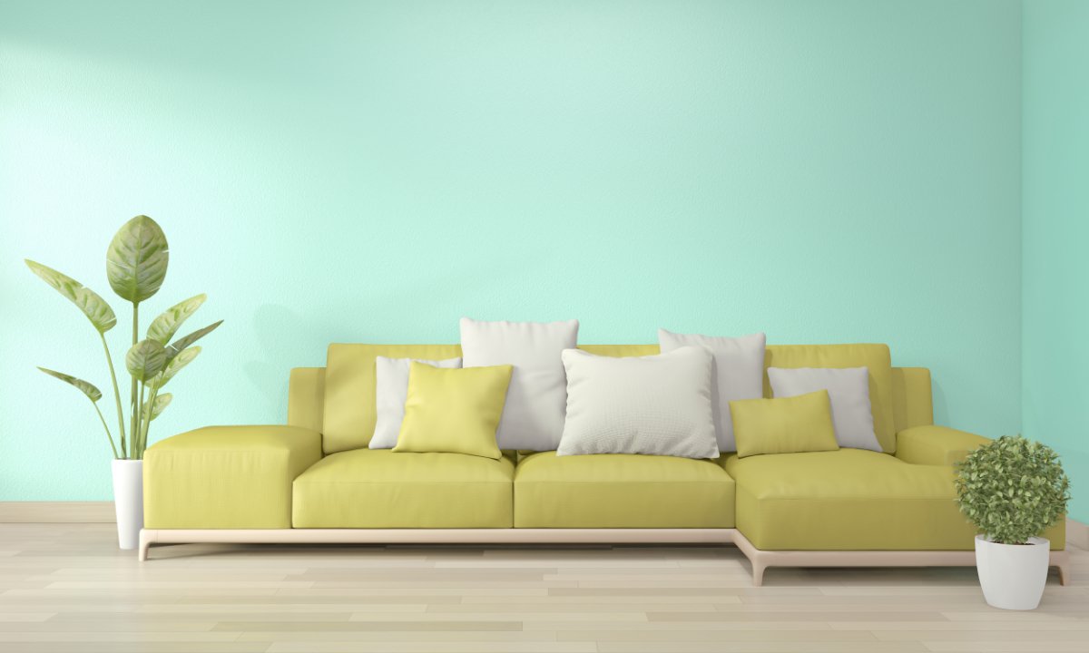 Mint and Light Yellow Living Space