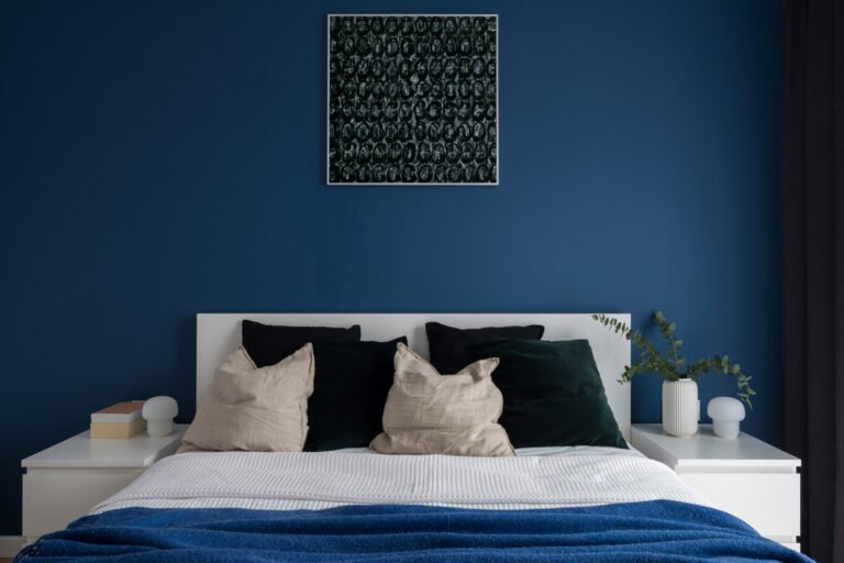 Bedroom-Interior-With-Blue-Walls