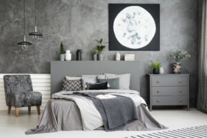 Bedroom-Interior-With-Gray-Walls