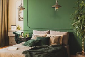 Bedroom-Interior-With-Green-Walls