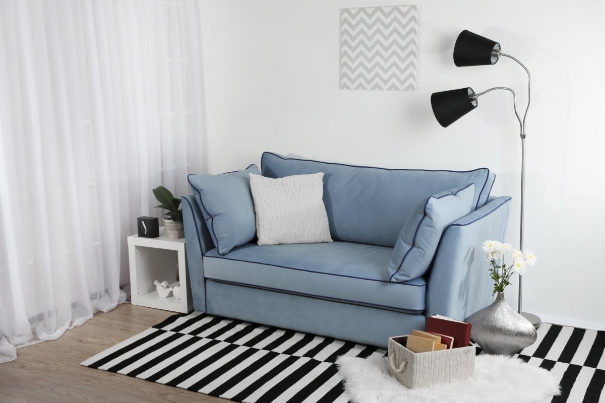 Blue Gray and Gray Living room