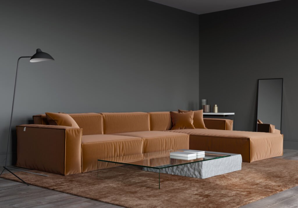 Copper & Charcoal Gray living room
