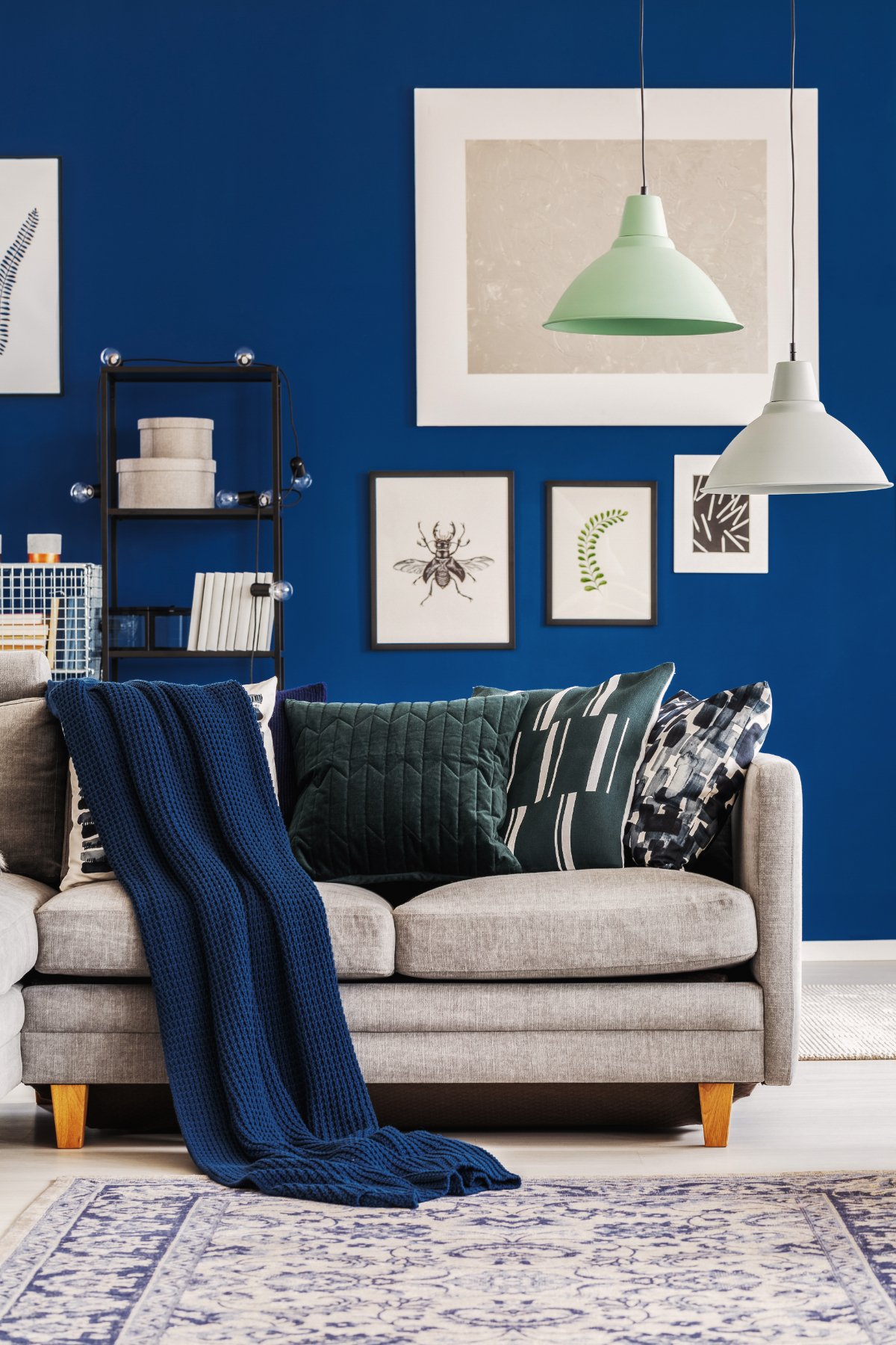 Deep Blue & Charcoal Gray living room