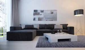 Living-Room-With-Black-Couch