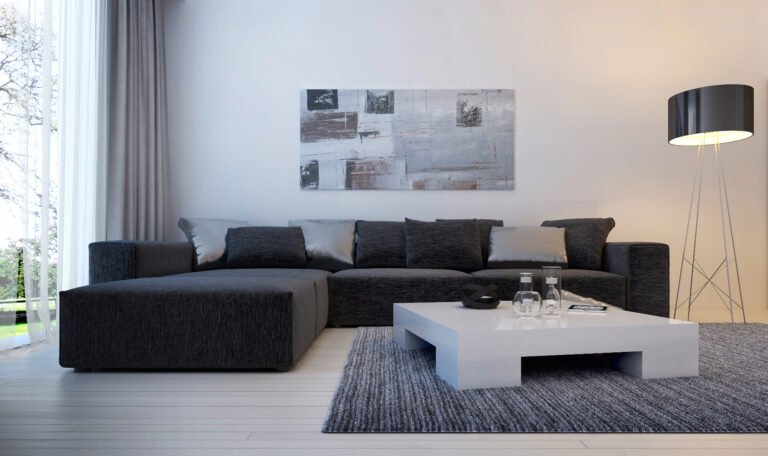 Living-Room-With-Black-Couch