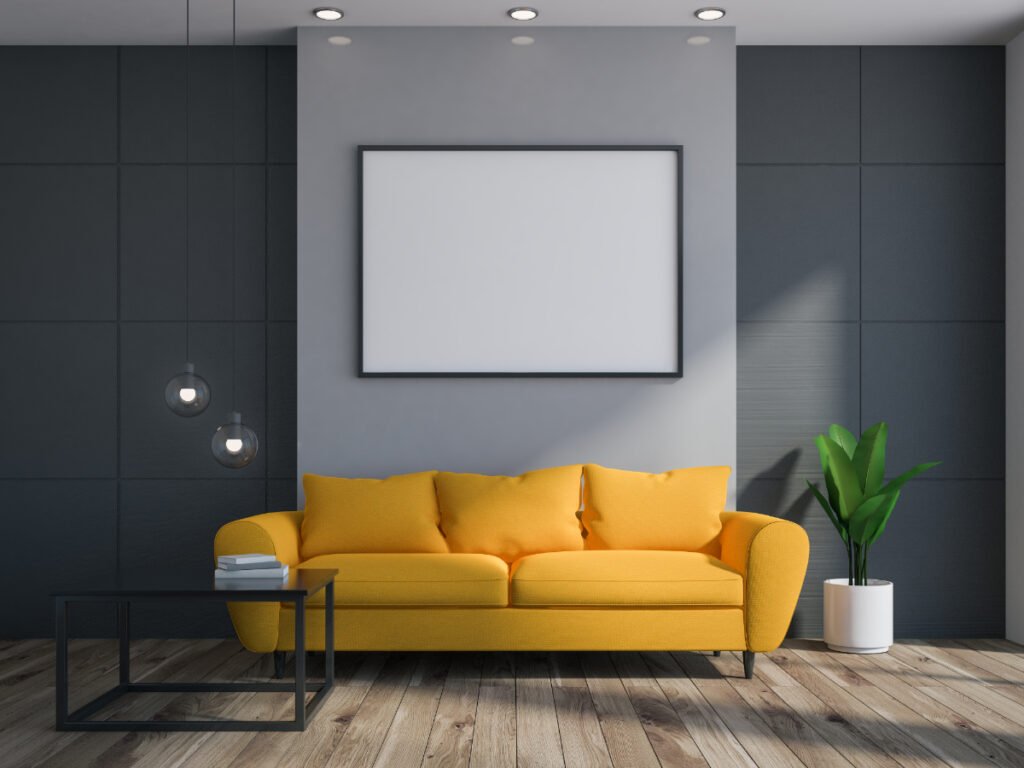 Mustard Yellow & Charcoal Gray living room