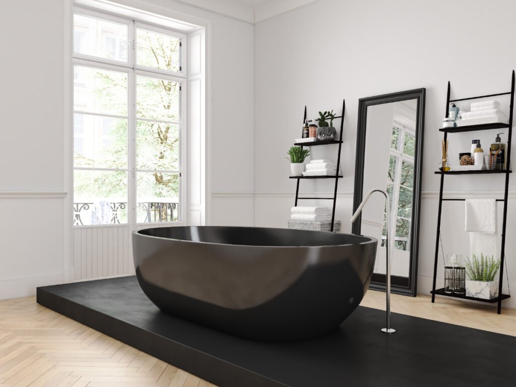 Pedestal Tub in Modern Bathroom