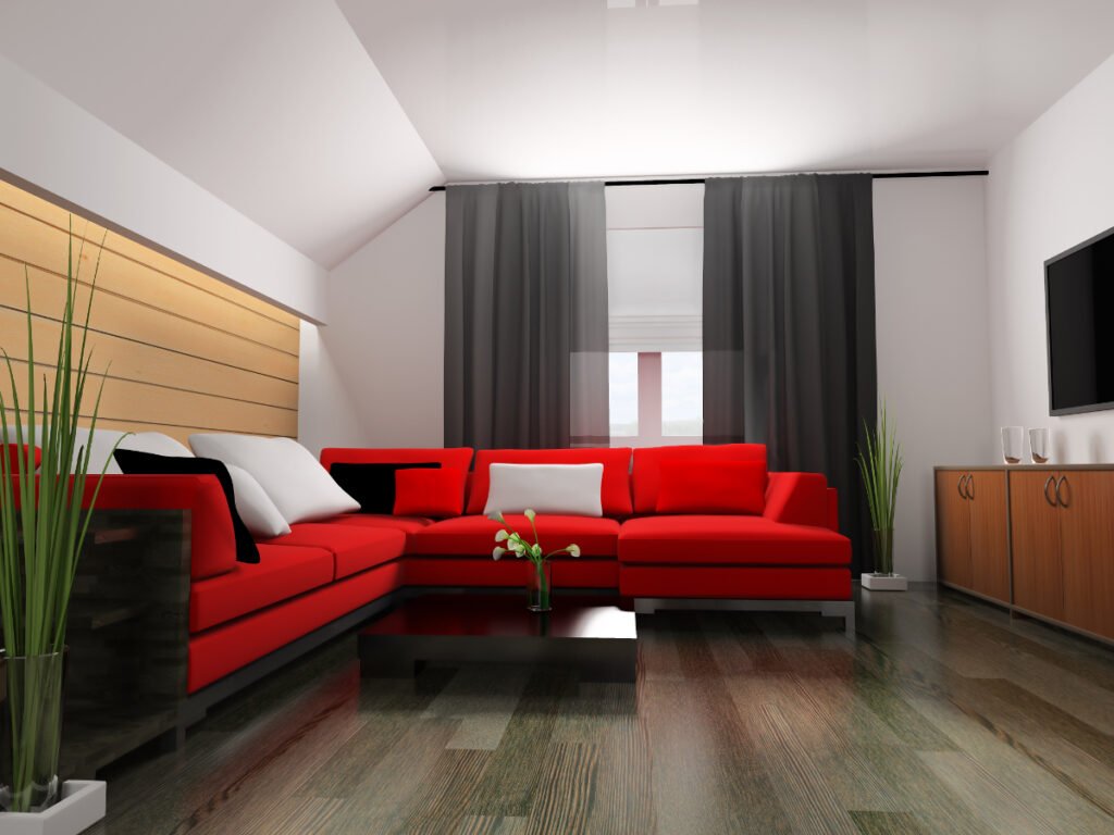 Red & Gray Living room