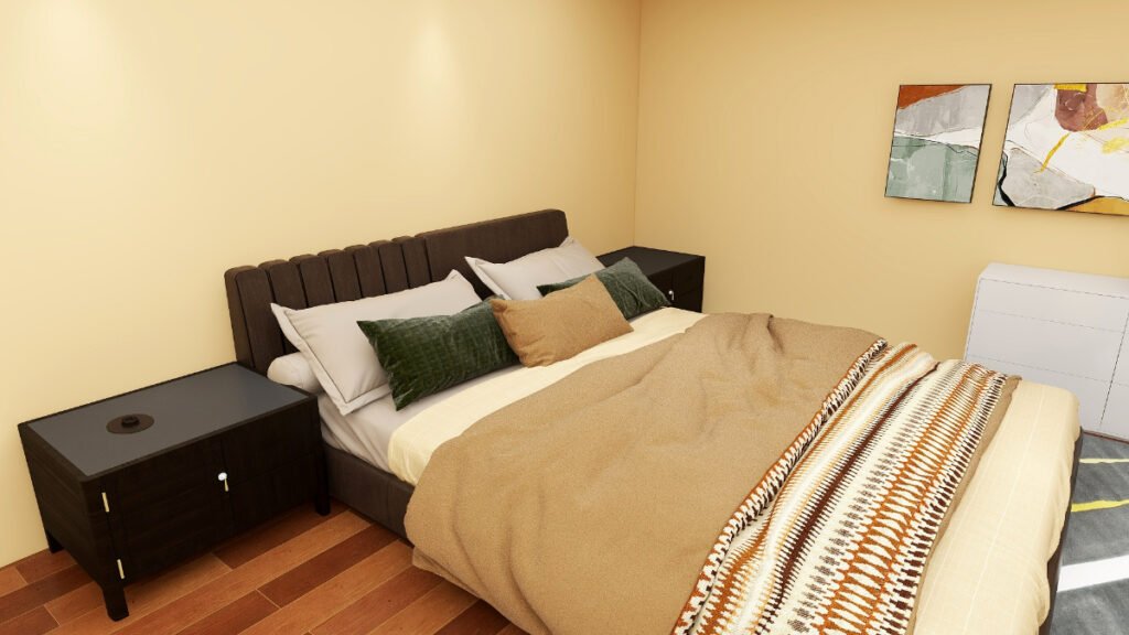 Beige Bedding with Tan Bedroom Walls