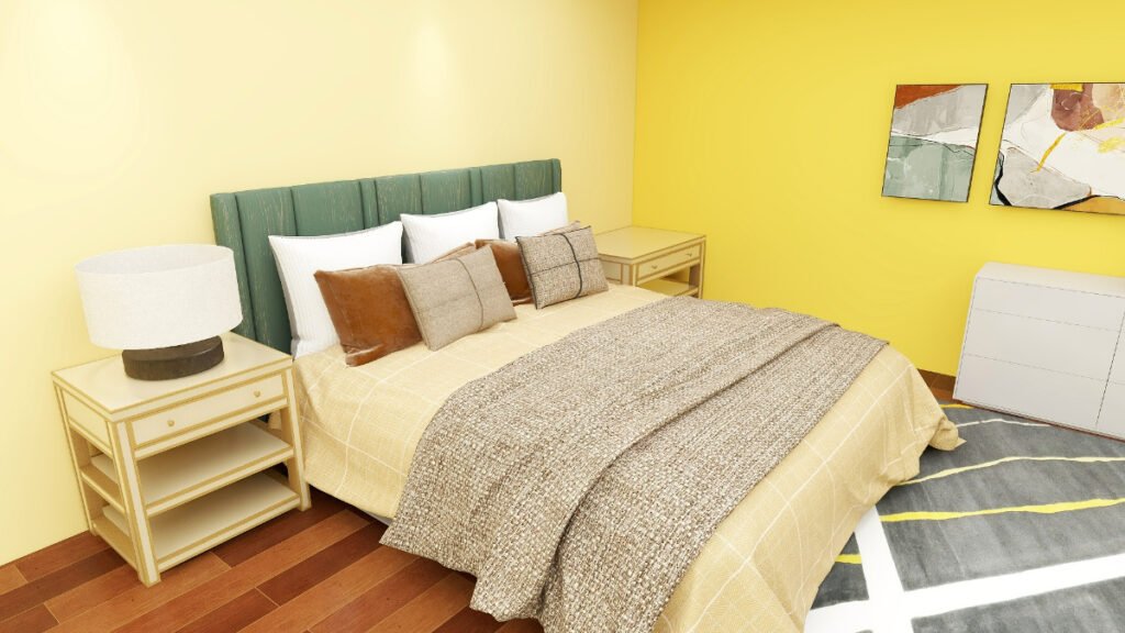 Beige Bedding with Yellow Walls