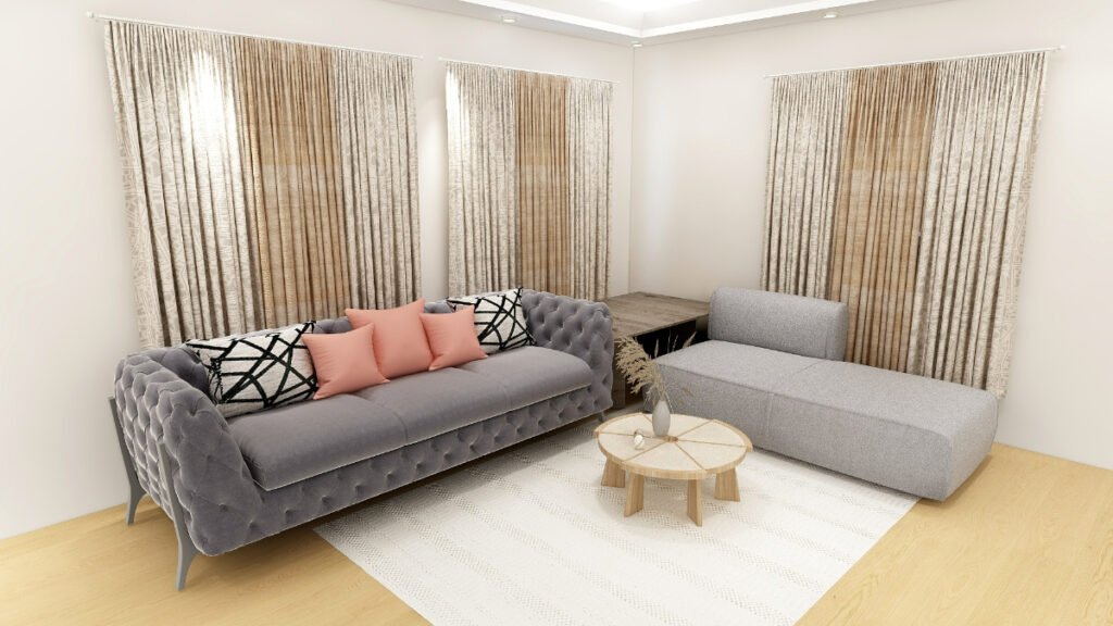 Beige Curtains for a Gray Couch