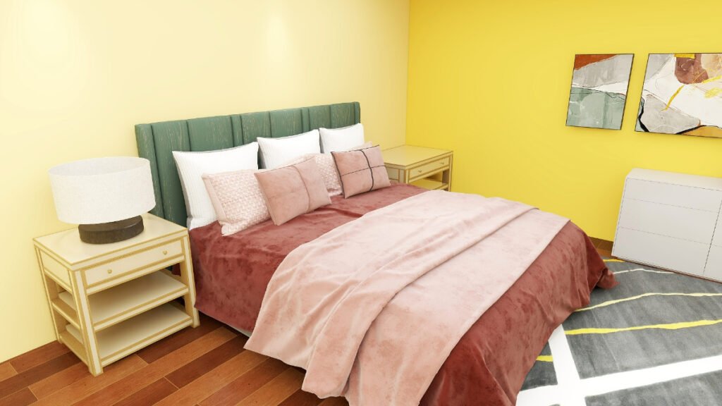 Brown Bedding with Yellow Walls
