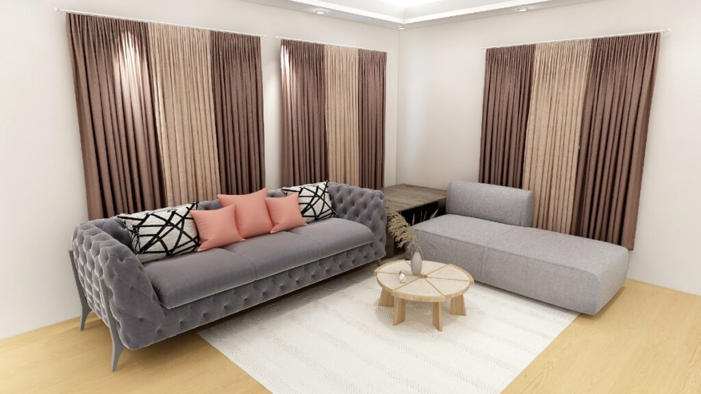 Brown Curtains for a Gray Sofa