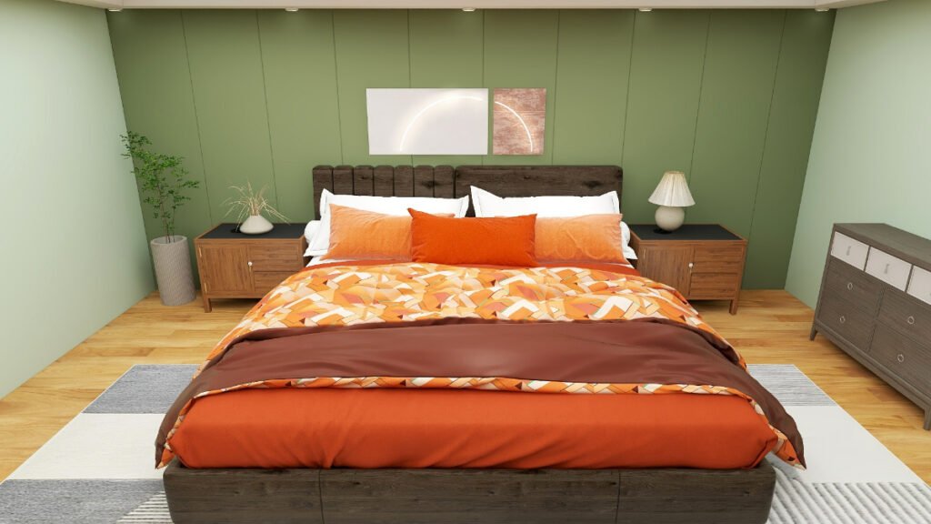 Burnt Orange Bedding with Sage Green Walls