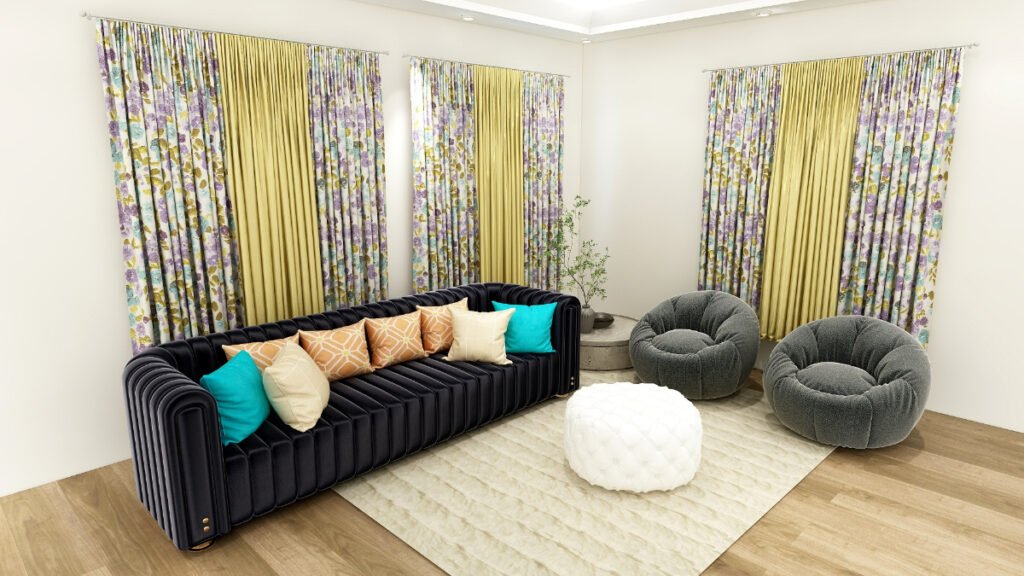 Floral Curtains for Black Couch