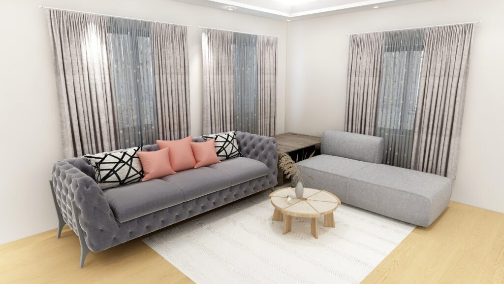Gray Curtains with a Gray Sofa