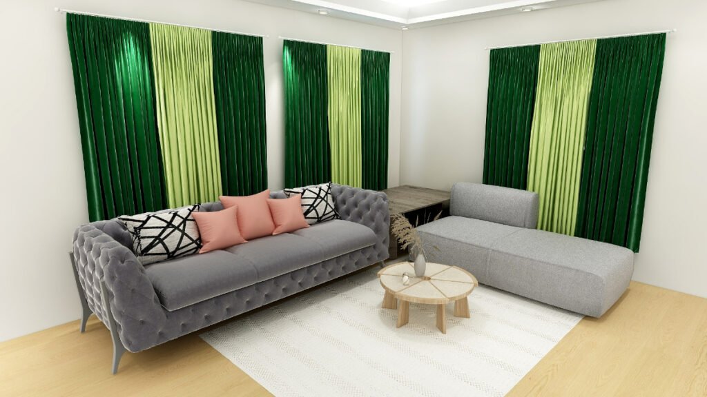 Green Curtains for a Gray Couch