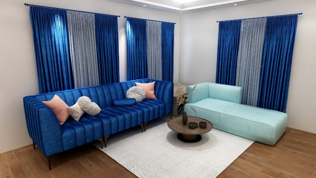 Matching Blue Curtains with a Blue Couch