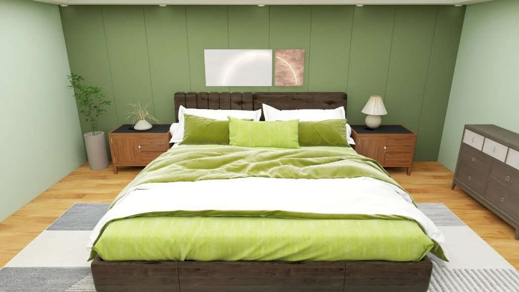 Olive Green Bedding with Sage Green Walls