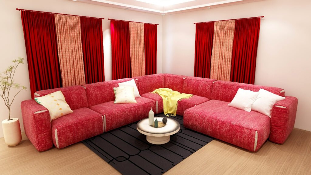 Matching Red Curtains with a Red Sofa