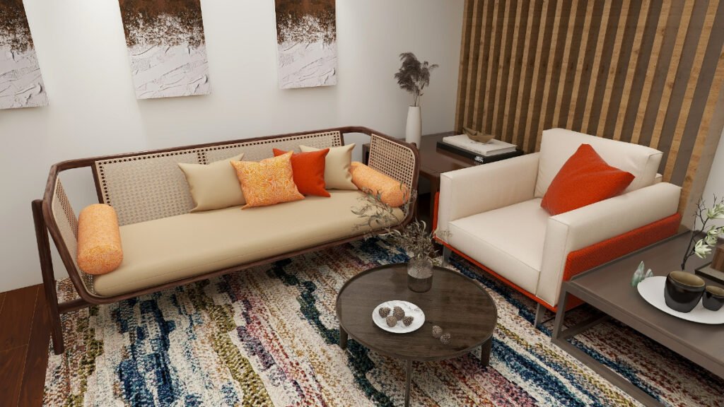 Orange Throw Pillows for a Beige Couch