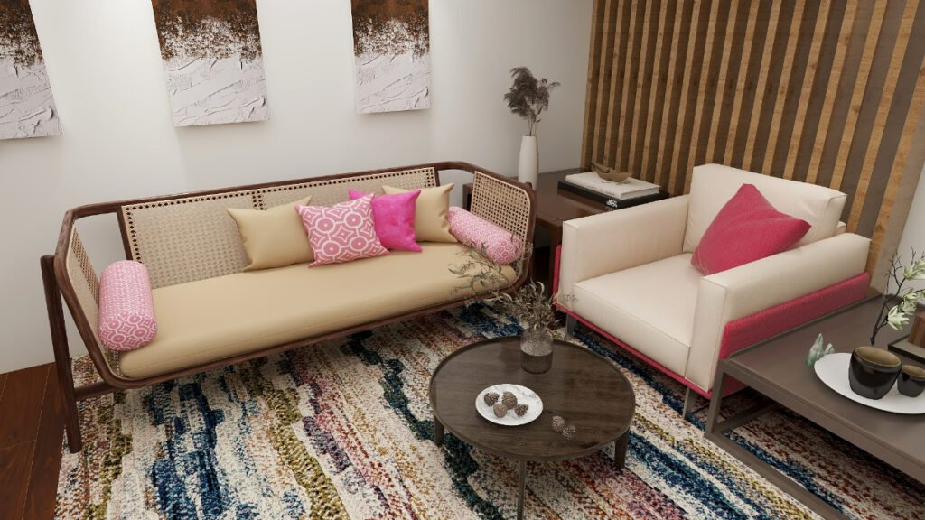 Pink Throw Pillows with a Beige Sofa